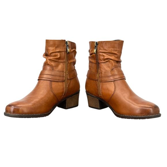 Lasocki Scrunchy Western Boot Leather Women's SZ 39 Leather Brown Zip Buckle - Picture 6 of 12